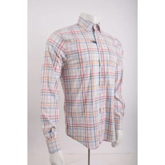 Johnnie-O Mens Button-Up Shirt Prepformance Tower S multi-Color White Plaid NWT